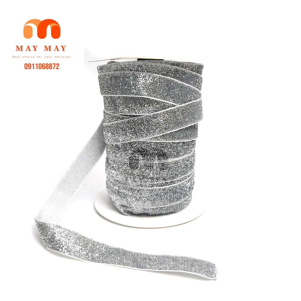 Ruy băng nhủ kim tuyến 1cm 2cm 4cm > Ruy băng nhung trang trí giáng sinh 5 mét