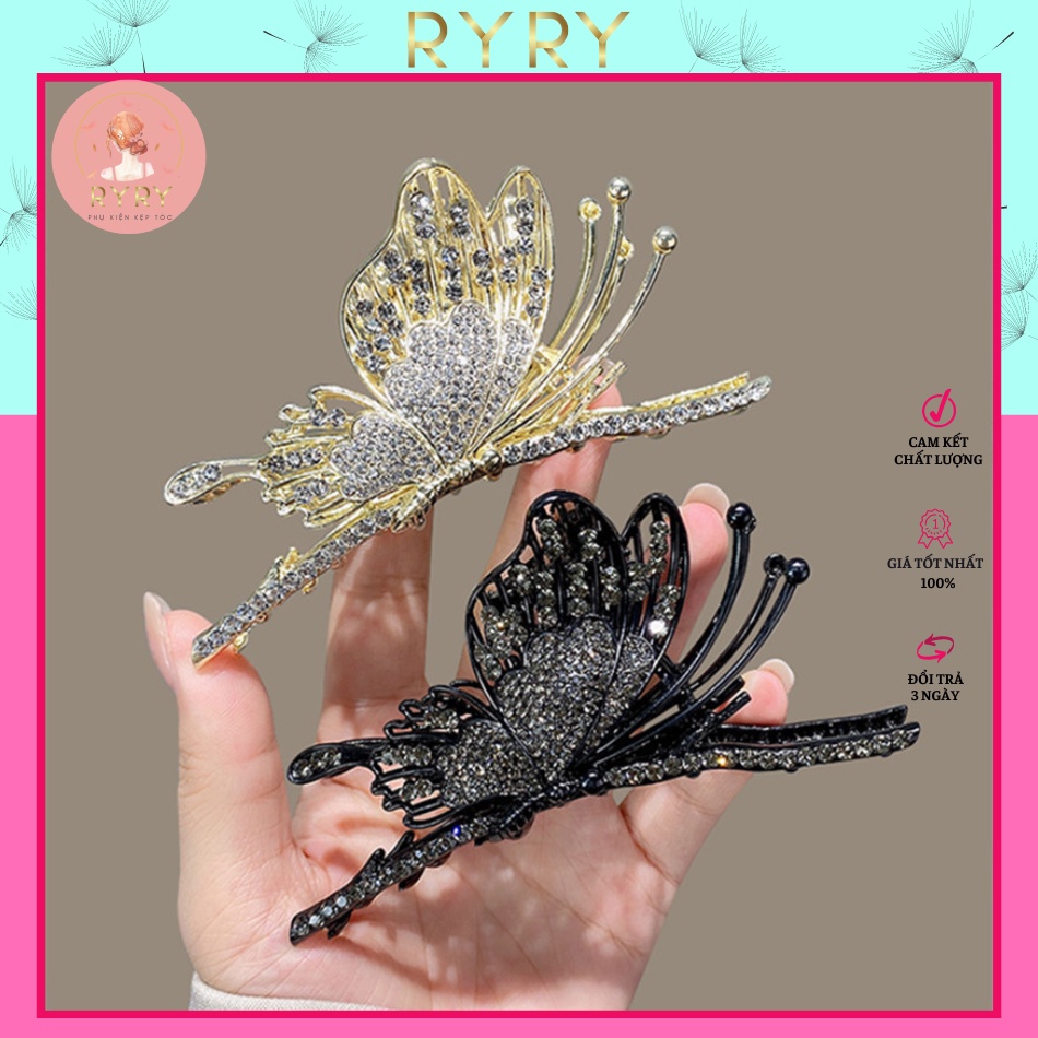 Kẹp Tóc Hình Bướm Đính Đá Bằng Kim Loại Xinh Xắn- Hottrend