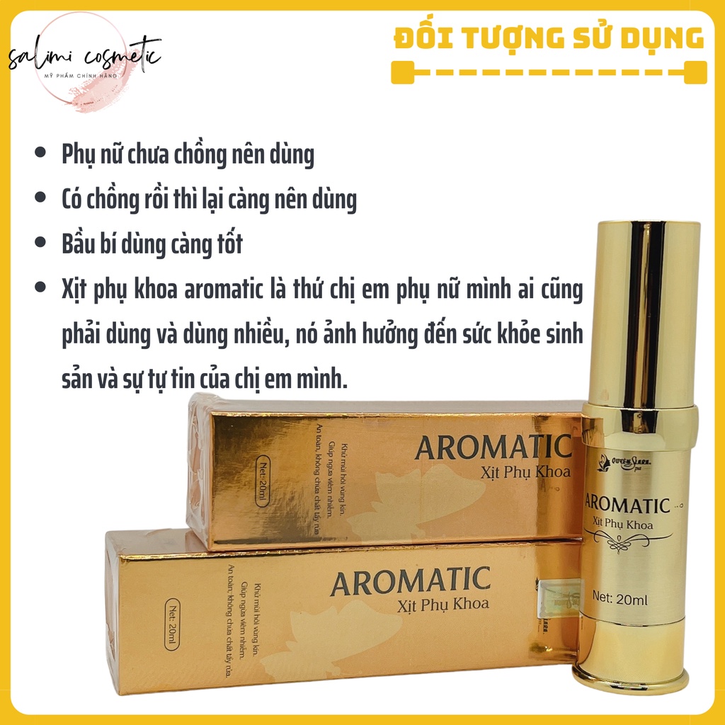 Xịt Phụ Khoa AROMATIC - Khử Mùi Hôi Vùng Kín, Ngừa Viêm Nhiễm, Làm Hồng Bikini, Giúp Vùng Kín Thơm, Hồng, Se Khít | 20ml