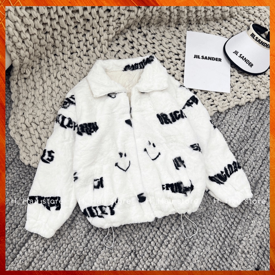 Áo khoác lông thỏ unisex form rộng mềm mịn 3 lớp dày dặn