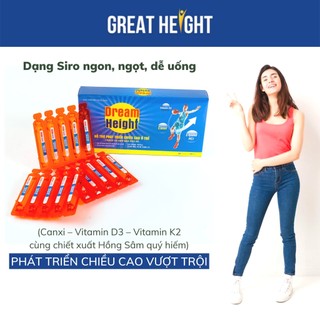 Siro tăng chiều cao Dream Height (Hộp 20 Ống x 10ml) - Bổ sung canxi, giúp xương chắc khoẻ