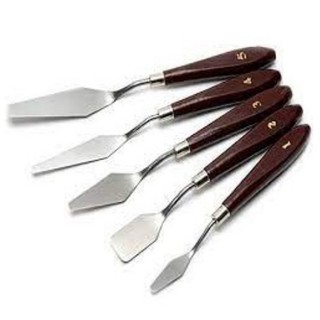 Bộ 5 Dao Chà Láng Bánh Kem mini bằng thép không gỉ, Cán Gỗ