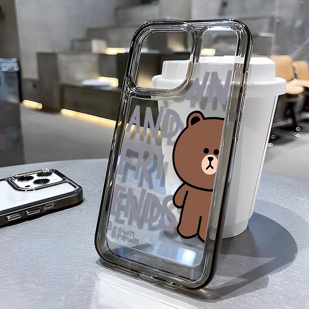 Ốp Điện Thoại Trong Suốt Hình Gấu Nâu Cho iphone 14ProMax 13 11 12 7Plus X XR XS Max 8 7