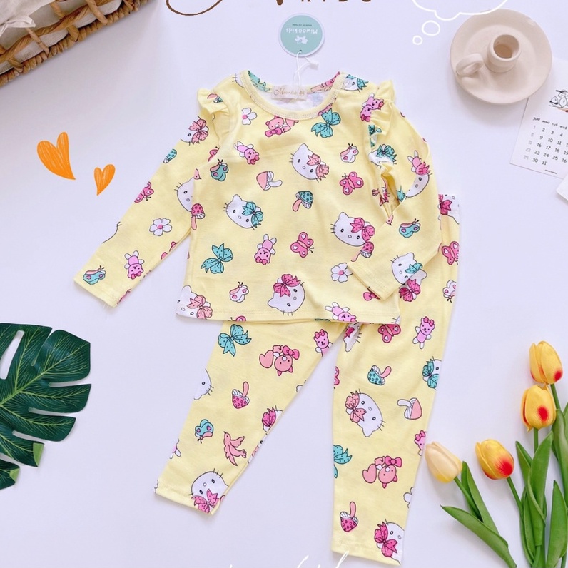 Set Đồ Bộ Quần Dài, Tay Dài Phối Cánh Tiên Chất Thun borip Mềm Mại Cho Bé gái