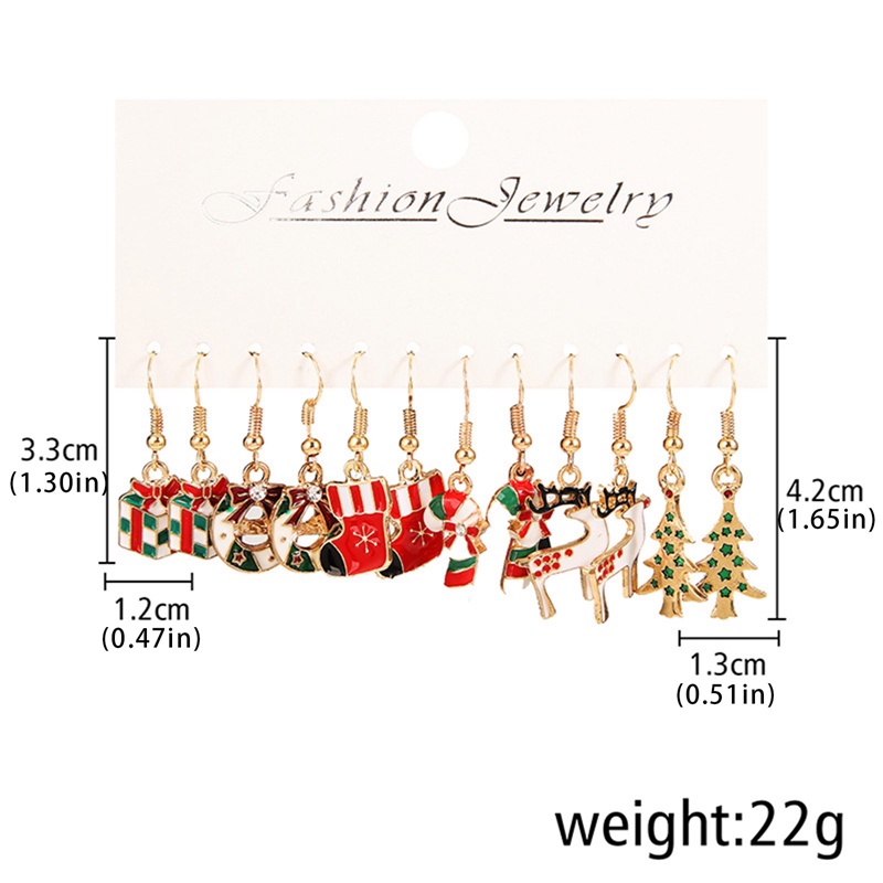 Set 6 Đôi Khuyên Tai Chủ Đề Giáng Sinh Dễ Thương