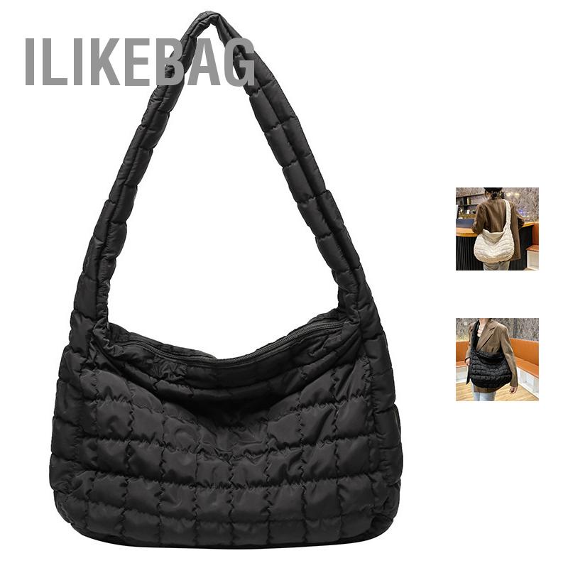 Có thể bán buôn Túi đeo vai dung tích lớn Phong cách  đơn giản nhẹ nhàng thiết kế xếp ly Messenger để sử dụng hàng ngày Đi du lịch mua sắm Ilikebag Hàng giao ngay