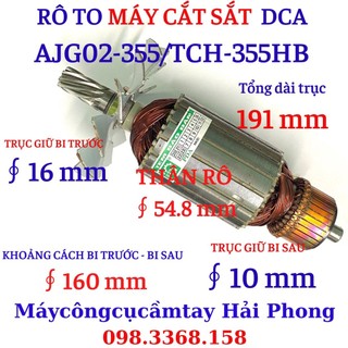 Rô to máy cắt sắt 'dca' mod. ajg02-355 / 'dongcheng" mod.djg02-355 . đầu trục 8 răng dấu huyền