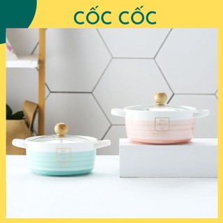Bát tô sứ ăn mì kèm nắp, có tay cầm, nhiều màu Cốc Cốc dùng để ăn mì, bún, phở cháo, đựng canh tiện lợi