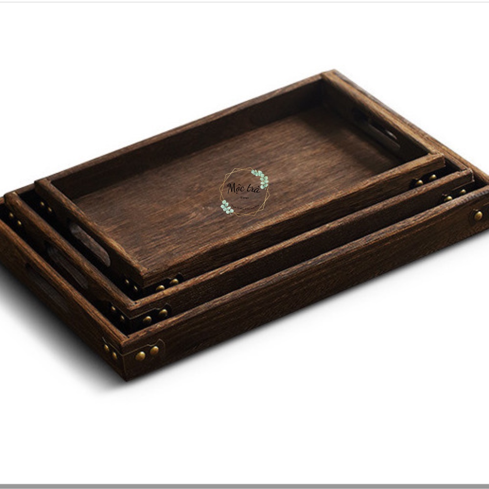 Khay gỗ, khay trà, khay decor, khay chứa bộ dụng cụ dưỡng tâm có tay cầm