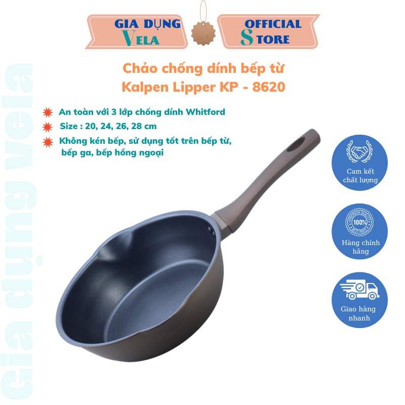 Chảo Chống Dính Bếp Từ Kalpen-Lipper Chảo Sâu Lòng Đáy Từ Size 22cm Có Miệng Rót Vô Cùng Tiện Dụng