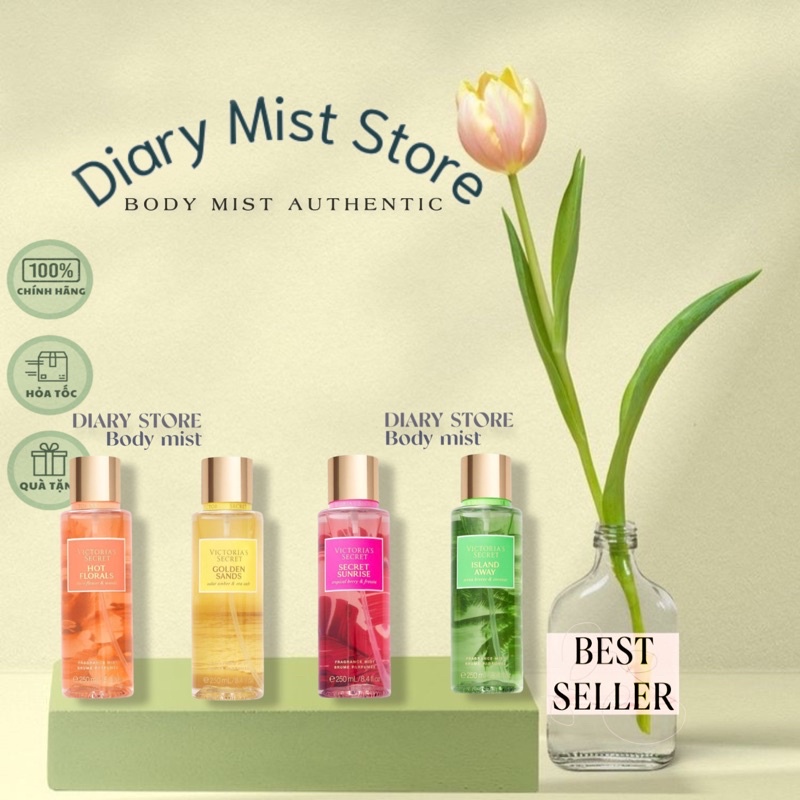 𝐃𝐢𝐚𝐫𝐲𝐦𝐢𝐬𝐭.𝐬𝐭 Xịt Thơm Vic Golden Sands/ Hot Florals/ Secret Sunrise/ Island Away