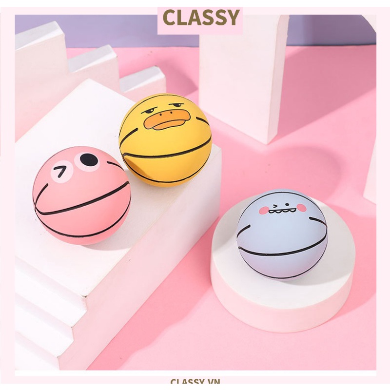 Bóng cao su cầm tay Classy, bóng đồ chơi đàn hồi cao cấp nhiều màu cùng họa tiết cute PK1320