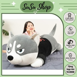 Gấu bông chó husky mặt ngáo,siêu đẹp, gối ôm chó ngáo ngộ nghĩnh siêu to