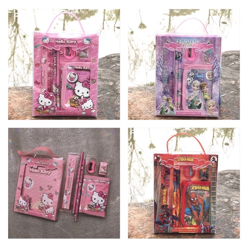 Bộ dụng cụ học tập cho bé Hello Kitty, Elsa, Spider man