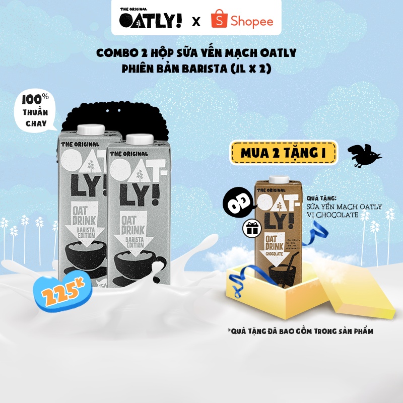 Combo 2 hộp sữa yến mạch Oatly phiên bản Barista (1L x 2)