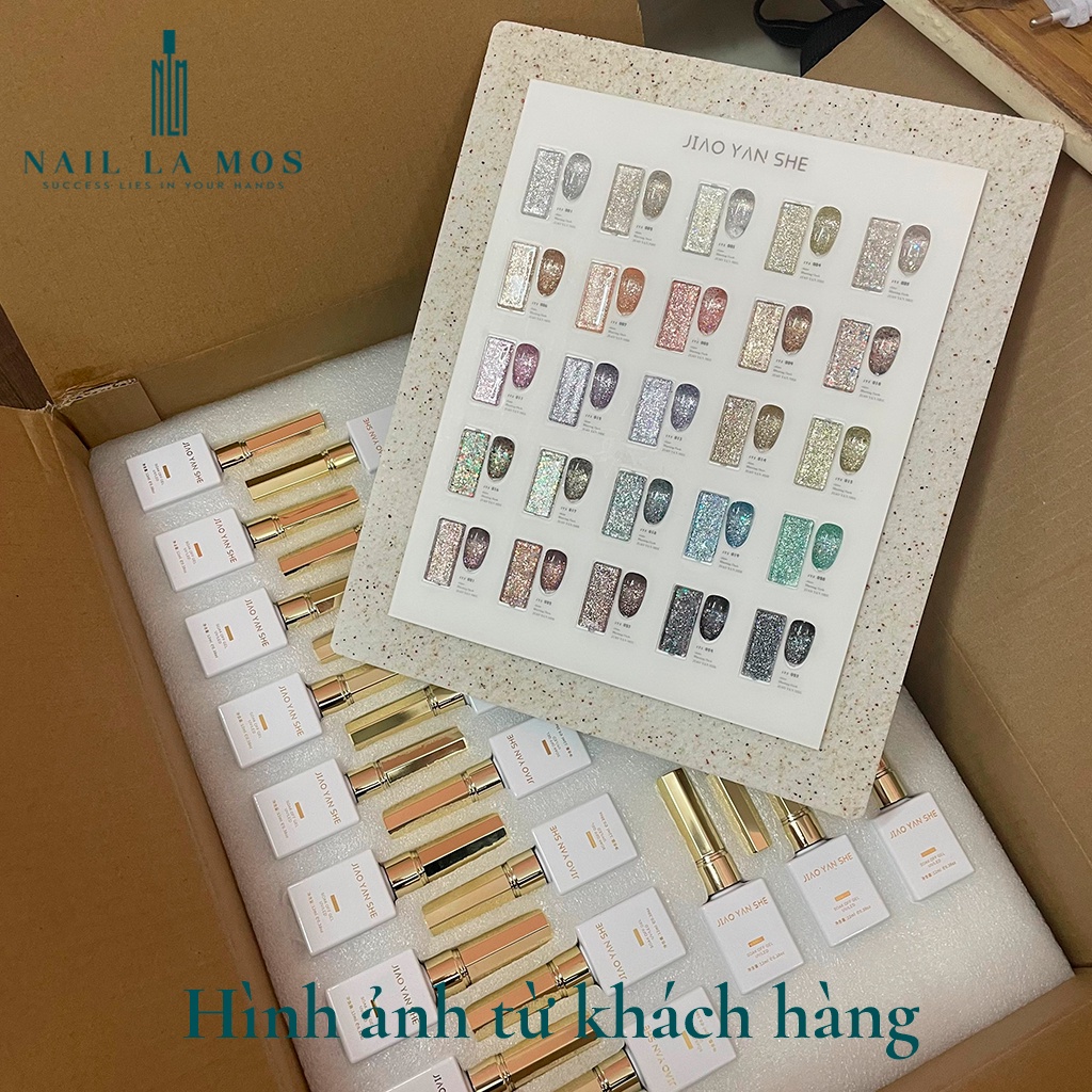 Set sơn nhũ Jiao Yan She chính hãng 25 màu - Sơn móng tay gel nhũ kim tuyến làm nail (tặng kèm bảng màu)