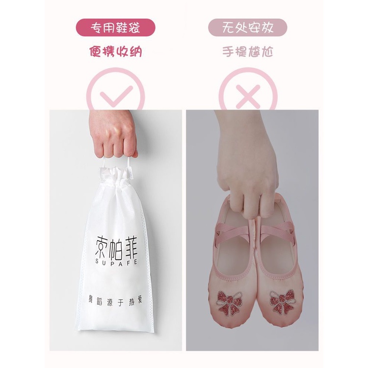 Hàng Mới Về Giày Múa Ba Lê Đế Mềm Màu Hồng Phong Cách Trung Hoa Cổ Điển Cho Bé Gái