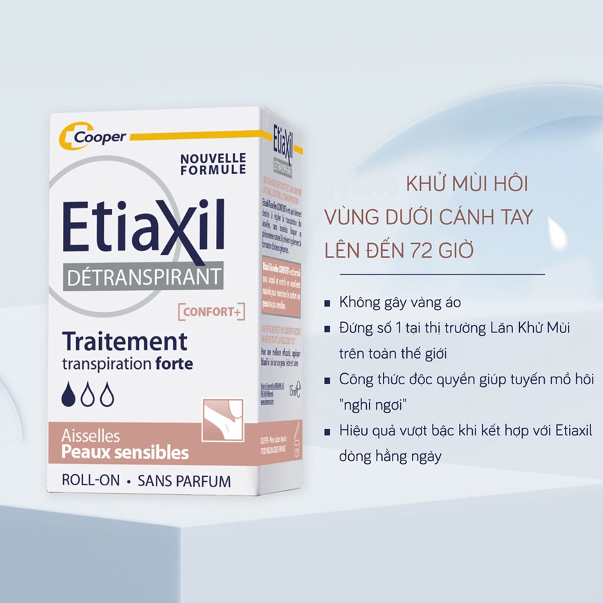 Lăn khử mùi Etiaxil hỗ trợ cải thiện mùi hôi hiệu quả dành cho da siêu nhạy cảm chính hãng Pháp 15ml NPP Shoptido