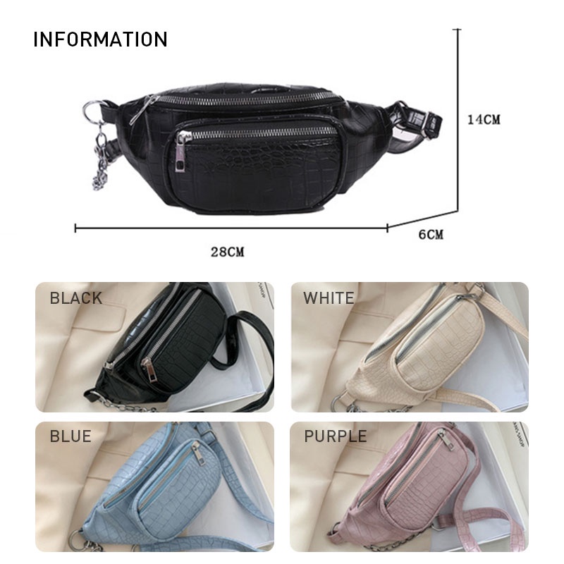 Mischa Túi Đeo Hông Da PU Màu Trơn Họa Tiết Hình Thoi Phong Cách Phương Tây Thời Trang Cao Cấp