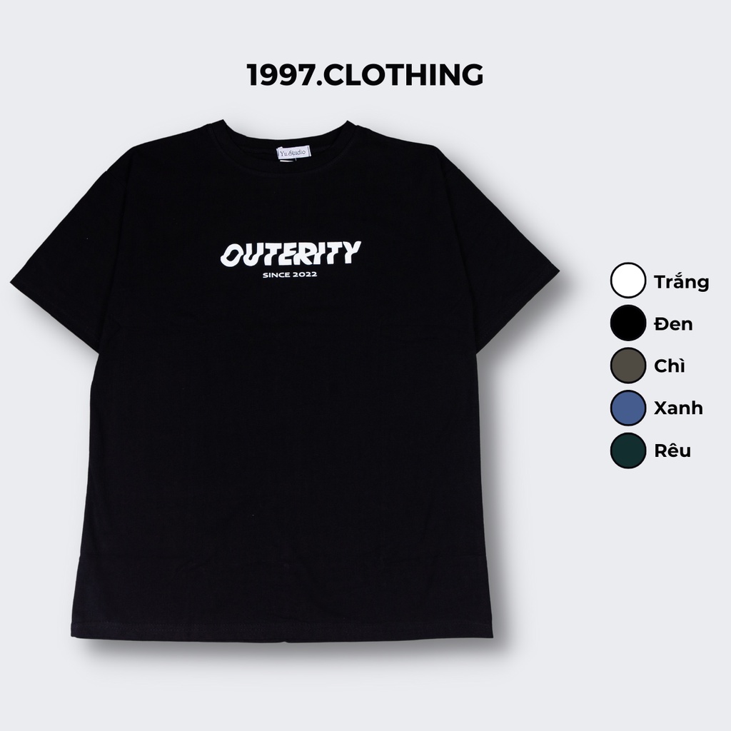Áo Thun Unisex In Chữ Outerity Và Young Crazy Form Oversize Màu Trắng, Đen, Xanh