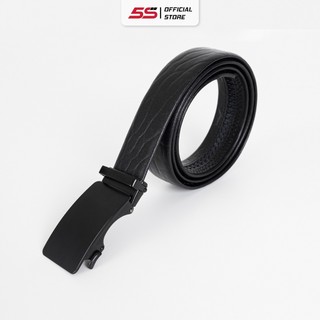 Dây thắt lưng da 5s màu đen, mặt trượt không gỉ đen nhám cao cấp, bền, thiết kế basic, sang trọng