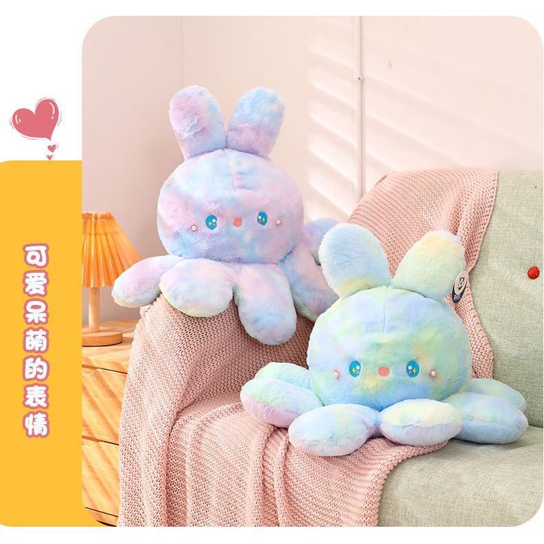 Thú Nhồi Bông Hình Bạch Tuộc / Thỏ Bạch Tuộc Hai Mặt Dễ Thương Mềm Mại Ấm Áp Đồ chơi sang trọng hai mặt cho quà sinh nhật bé gái