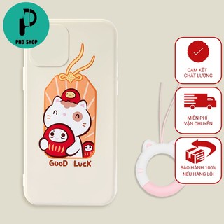 Ốp lưng iphone 6plus 6splus 7 plus 8plus X Xr XsM 11 12 13 Promax Mèo may mắn - PND400 - PNDPhoneCase