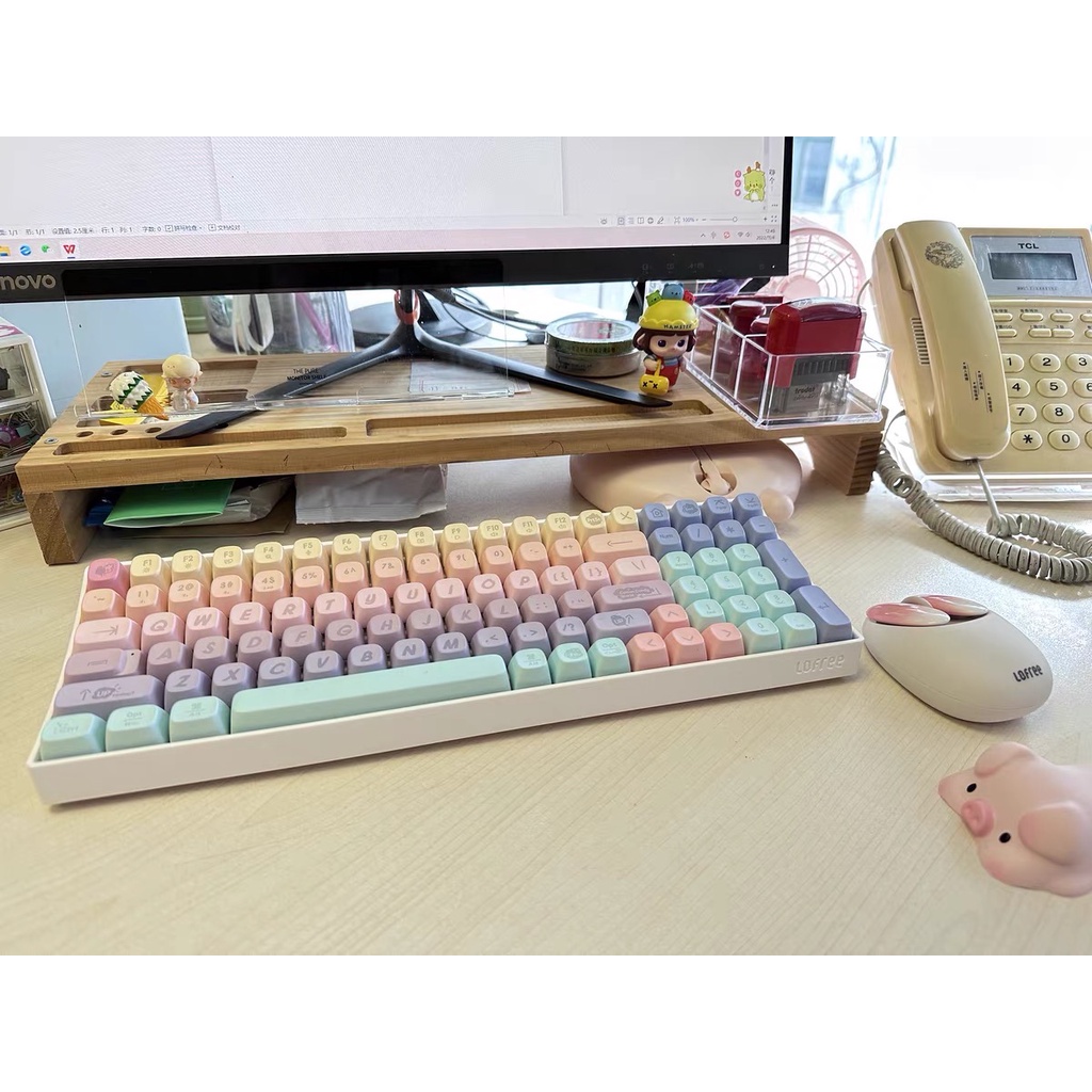 Bàn phím cơ không dây Lofree chính hãng đạt chất lượng chơi game, hotswap màu hồng kẹo bông thiếu nữ chính hãng