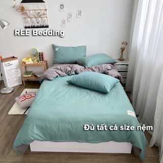 Bộ chăn ga gối REE Bedding CTC147 Cotton TC Mint mix ghi đủ size giường nệm