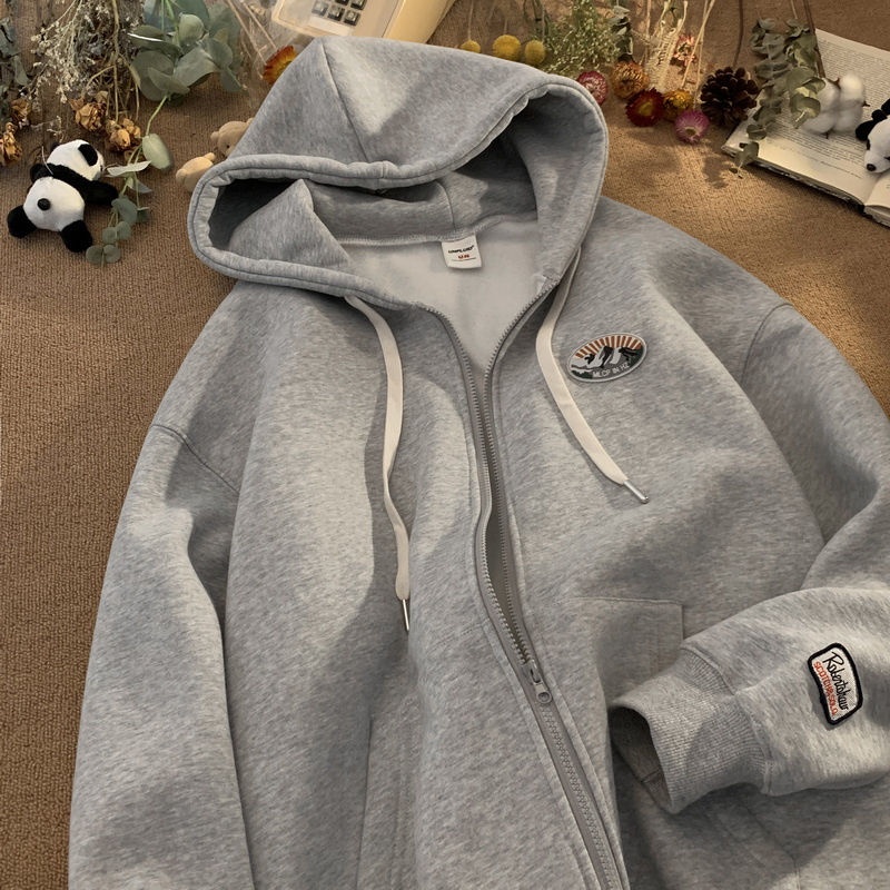 Áo Khoác Bóng Chày Có Mũ Lót Lông Cừu Dày Dặn Thời Trang Thu Đông Phong Cách Mỹ