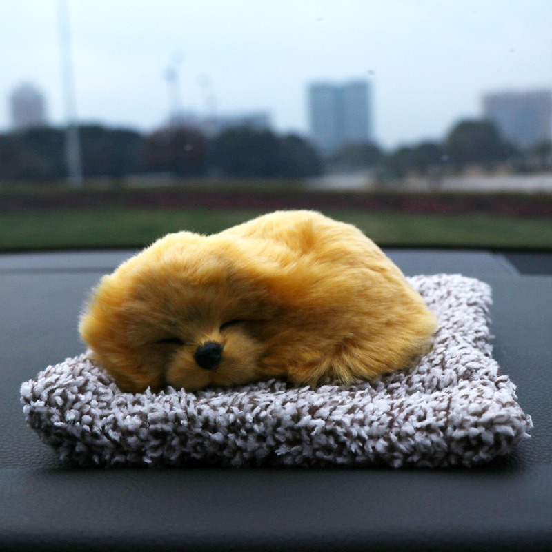 Đồ Chơi Chú Chó Ngủ Nhồi Bông Đơn Giản Có Âm Thanh Để Bàn/Xe Hơi Cho Bé B3T1