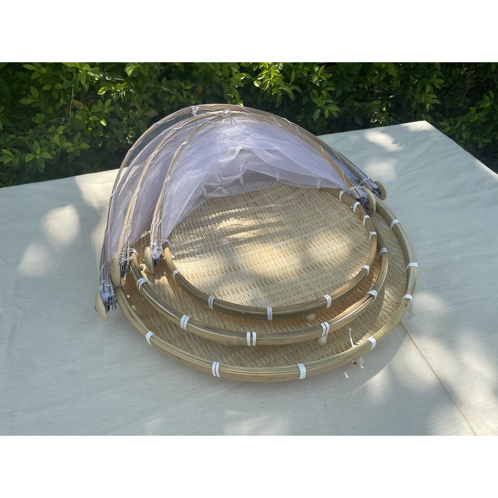 Mẹt tre lồng bàn mùng gắn tấm chắn nhiều size 30cm, 35cm, 42cm#longban#longbandaythucan#longbanthongminh#longbandep