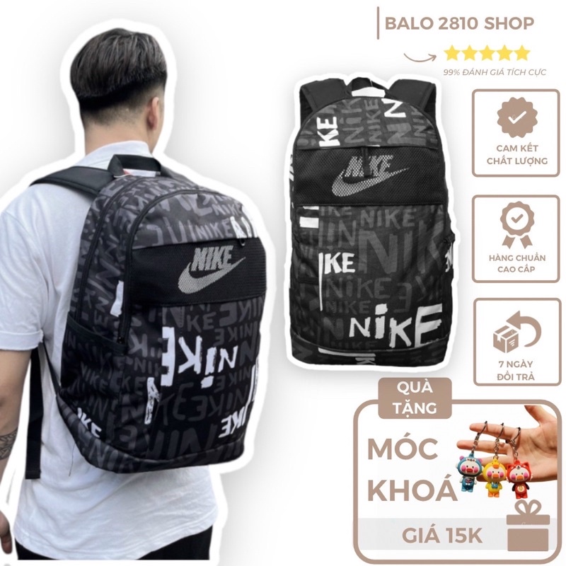 Balo Nike Classic Unisex Chất Liệu Polyester Cao Cấp Trượt Nước Nhiều Ngăn Balo Thể Thao Thời Trang Nam Nữ Màu Đen