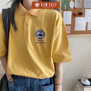 Áo Thun Polo Có Cổ Form Rộng Nữ Thêu Logo Sắc Sảo - TTLCC53  - Chất Phông Cotton Mềm Mát - Unisex Oversize < 70kg