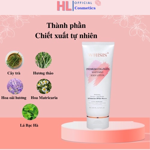 Kem Dưỡng Thể Trắng Da chống nắng nâng tone Hàn Quốc 200ml Whisis Premium Collagen Whitening Body Lotion myphamhanhluan | BigBuy360 - bigbuy360.vn