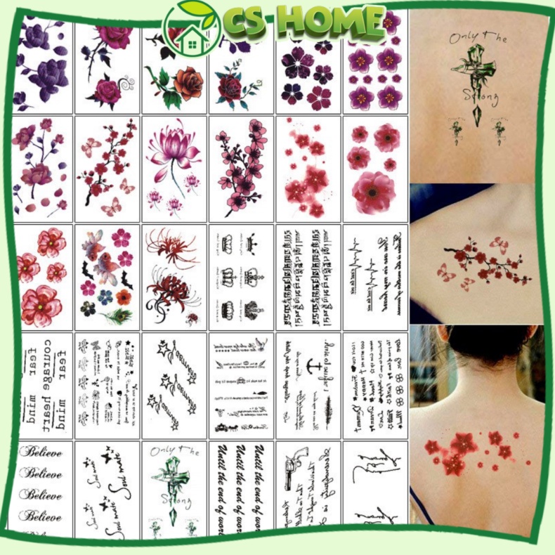 Set 30 miếng dán hình xăm nước tatoo xăm tạm thời 15 ngày mini tattoo đẹp