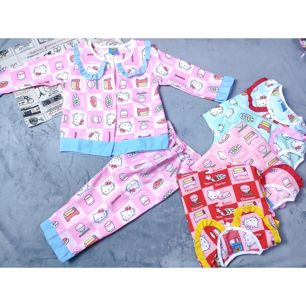 (3 bộ 3 màu 3 họa tiết khác nhau) Combo 3 Bộ Tay Dài Lụa Viền Tiểu Thư Bé (14-18kg)