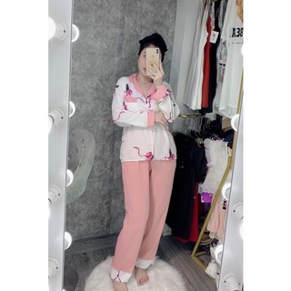 Đồ Bộ Lụa Mango Hạc Hồng Phối Màu Đẹp Chất Lụa Mềm Mịn Mát Lịm Tay Lụa Đẹp