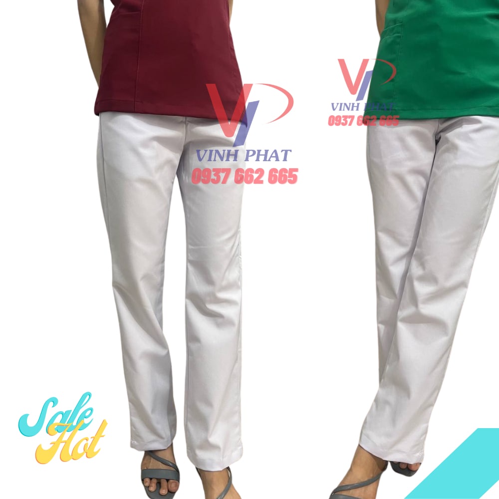 Quần Blouse Trắng Vải Kaki Cao Cấp Mềm Mịn Thoáng Mát Đồng Phục Cho Y Tá Dược Sĩ,Điều Dưỡng  - Hình thật