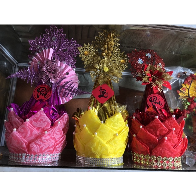 Đế Bày Oản- Đế Bày Tháp Bánh,Nước,Trà,TÀI LỘC hình Hoa Sen