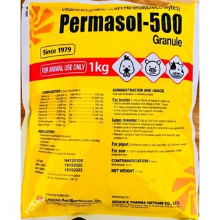 Permasol-500 dạng hạt (Hỗn hợp vitamin, amino acid và khoáng chất) 1kg/gói