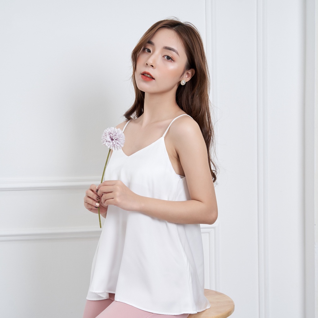 Áo Hai Dây Chất Lụa Ý LECOONG A44 Đen Trắng Chất Lụa Mềm Mát Dễ Mặc