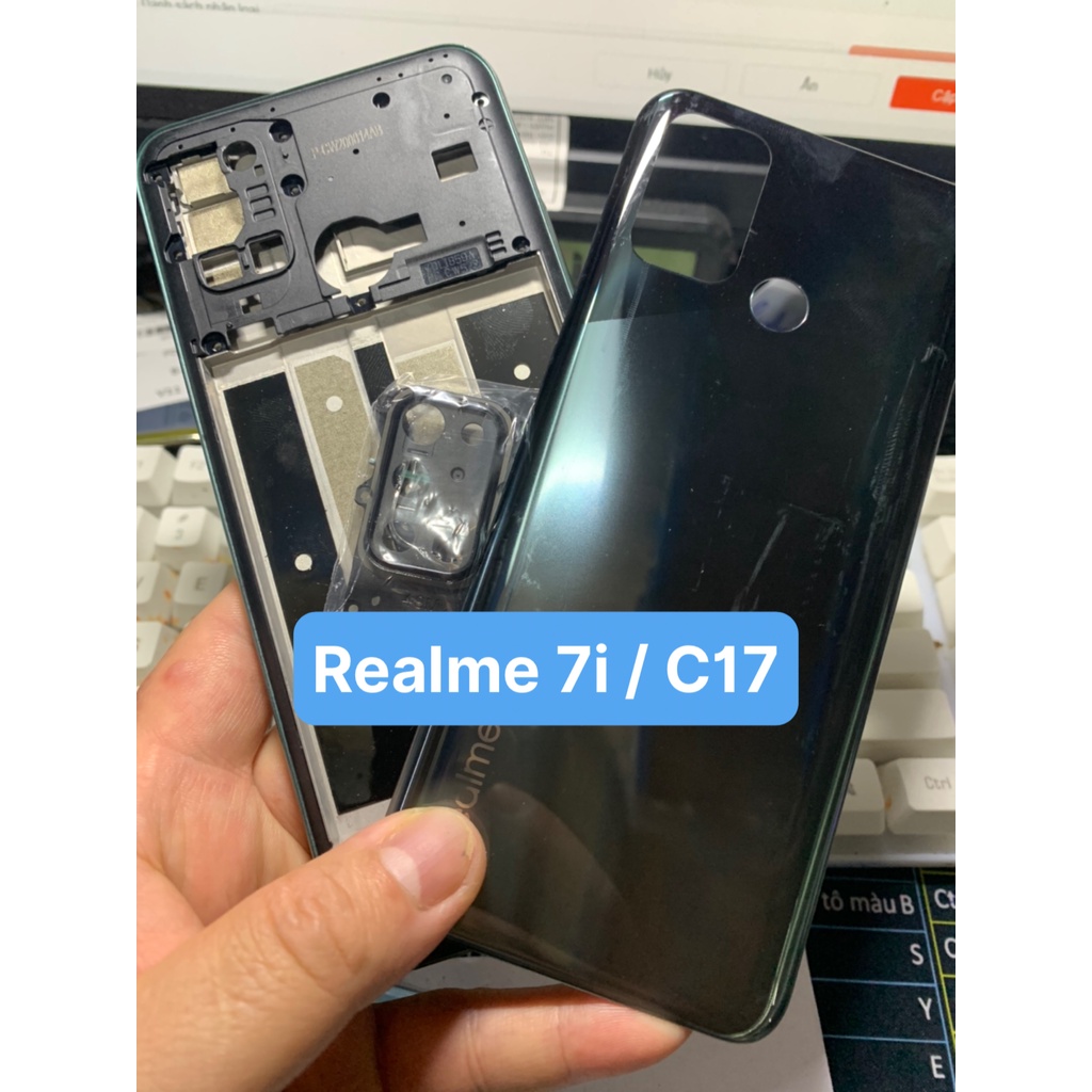 bộ Vỏ zin Realme 7i / C17 gồm lưng , sườn , phím , kính camera