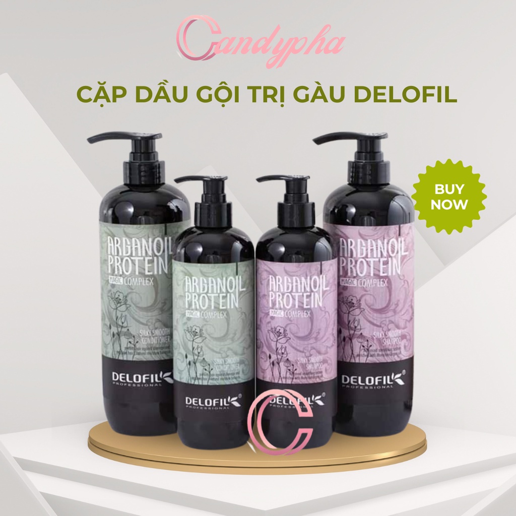 Dầu gội xả Delofil ngừa gàu chống gãy rụng phục hồi tóc siêu mềm mượt 800ML*2