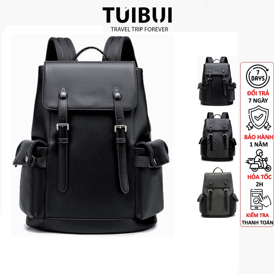Balo da nam nữ unisex cao cấp thời trang đi học, du lịch, da PU chống nước, phong cách Hàn Quốc - TB09