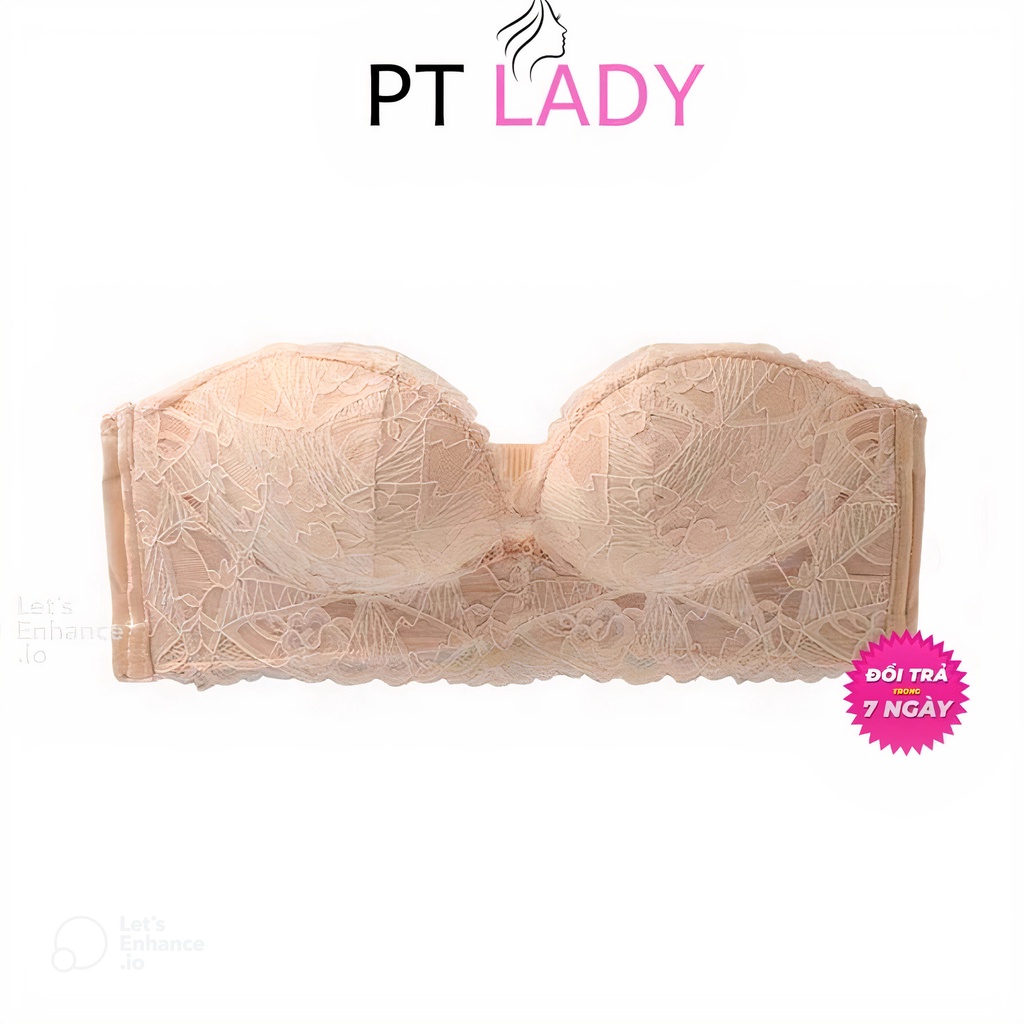 Áo lót không dây ren nâng ngực cài sau loại cao cấp chống tuột không gọng mút vừa PT Lady AONGUC 248