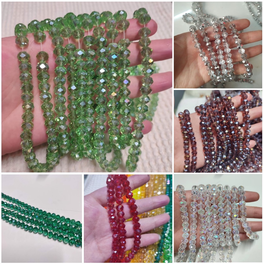 10 dây pha lê bánh cam 8mm nhiều màu - Nguyên liệu kết cườm, làm vòng tay, handmade