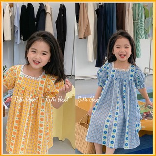 Đầm xinh cho bé gái - váy bé gái phối ren cổ vuông hoa công chúa, Đầm công chúa G19