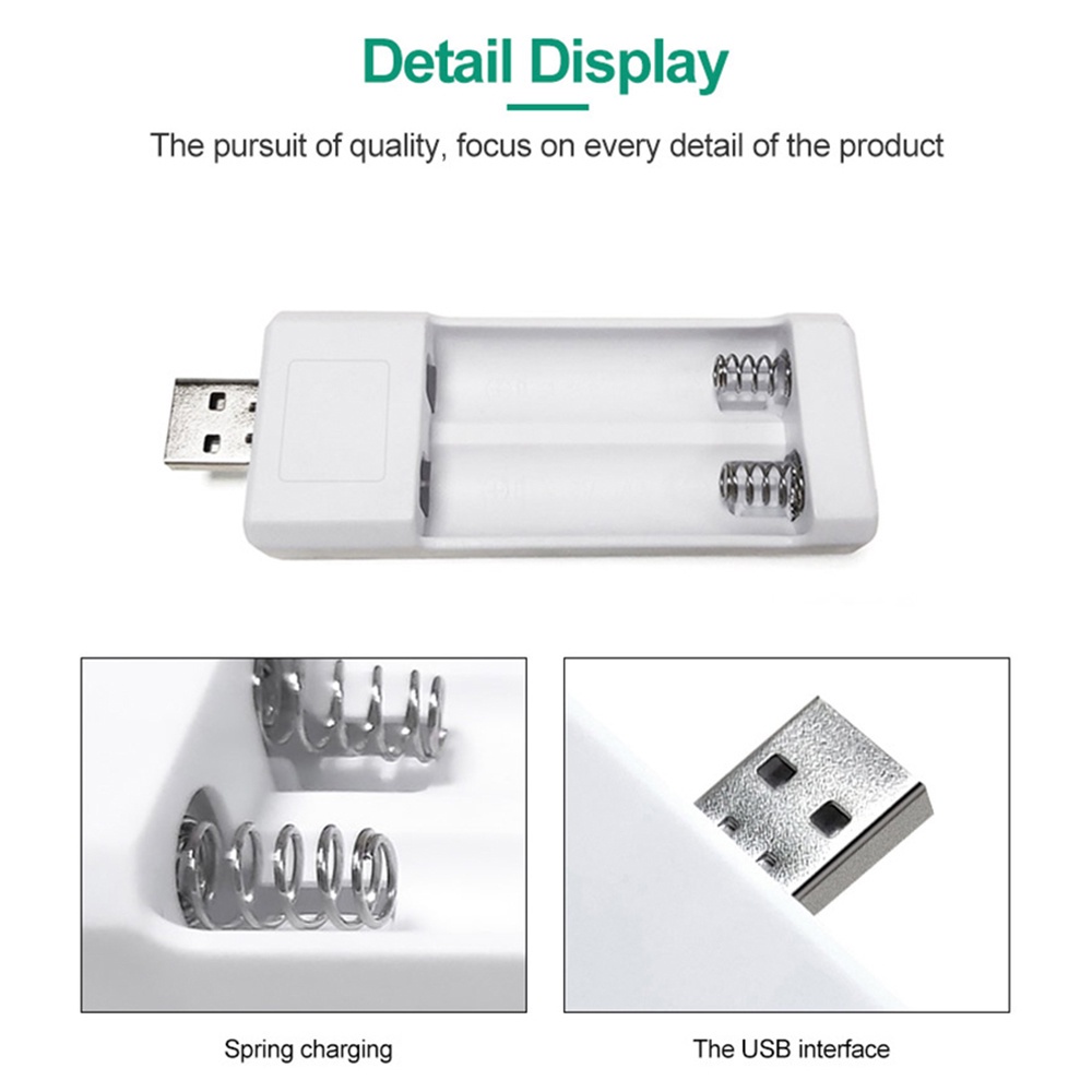 Bộ sạc dự phòng VIRWIR 18650 2 khe USB thích hợp cho AAA/ AAA