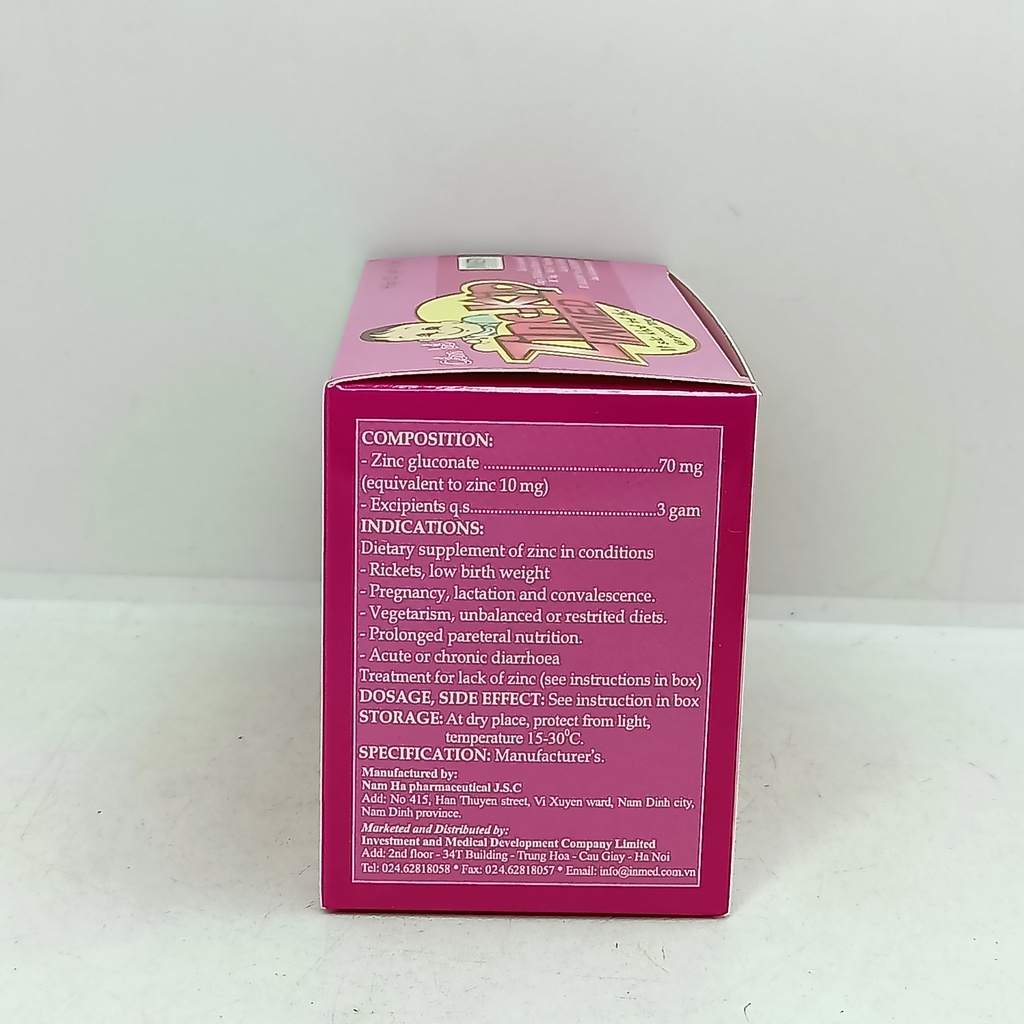 CỐM BỔ ZINC KID INMED HƯƠNG DÂU HỘP 25 GÓI